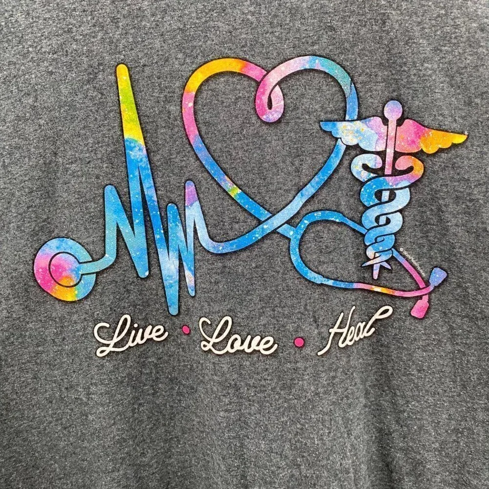 Gildan Gray Live Love Heal T-Shirt Women’s Size 2XL